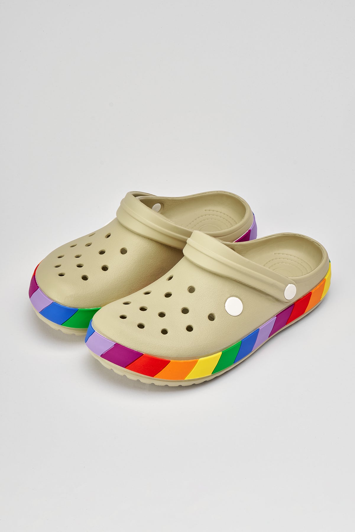 Samesa Bej Gökkuşağı Clogs Eva Yazlık Plaj - Günlük Terlik