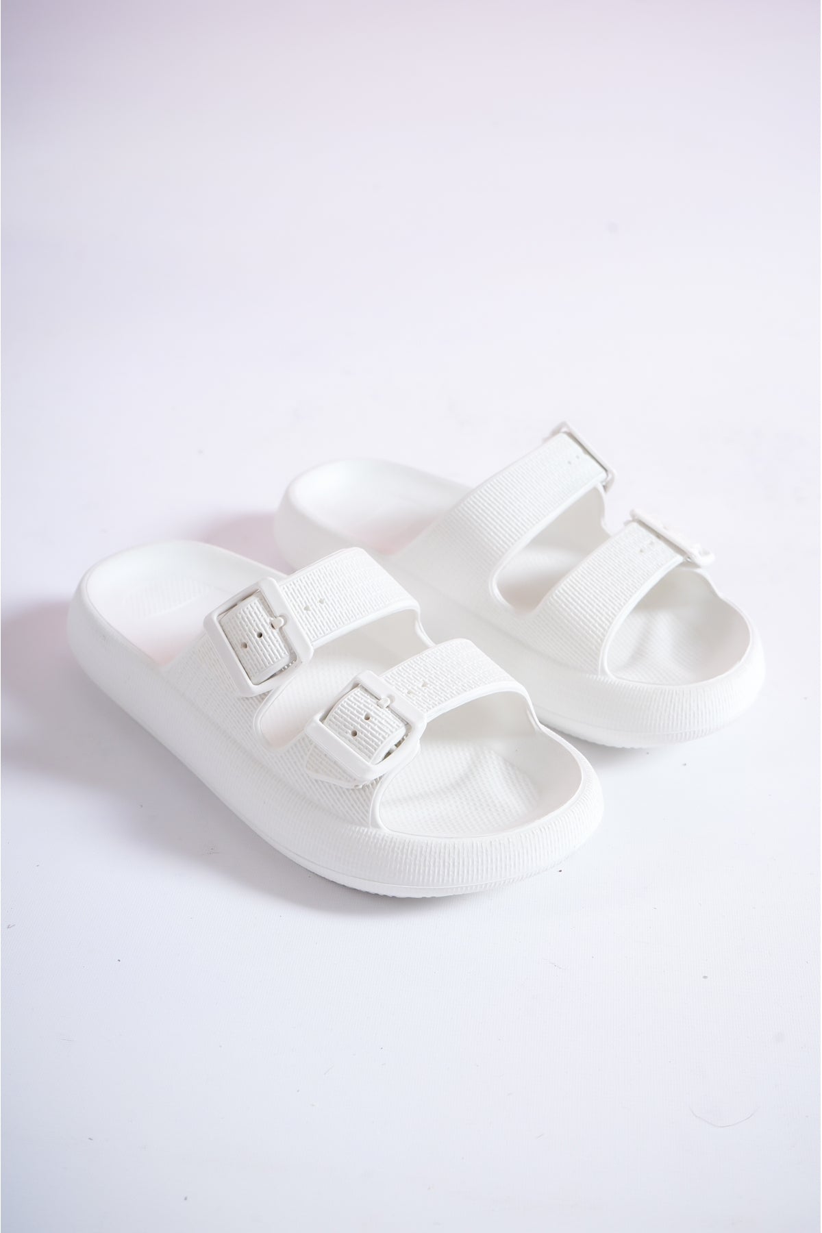Lily Beyaz Çift Bant Eva Platfrom Günlük Yazlık Plaj Terliği