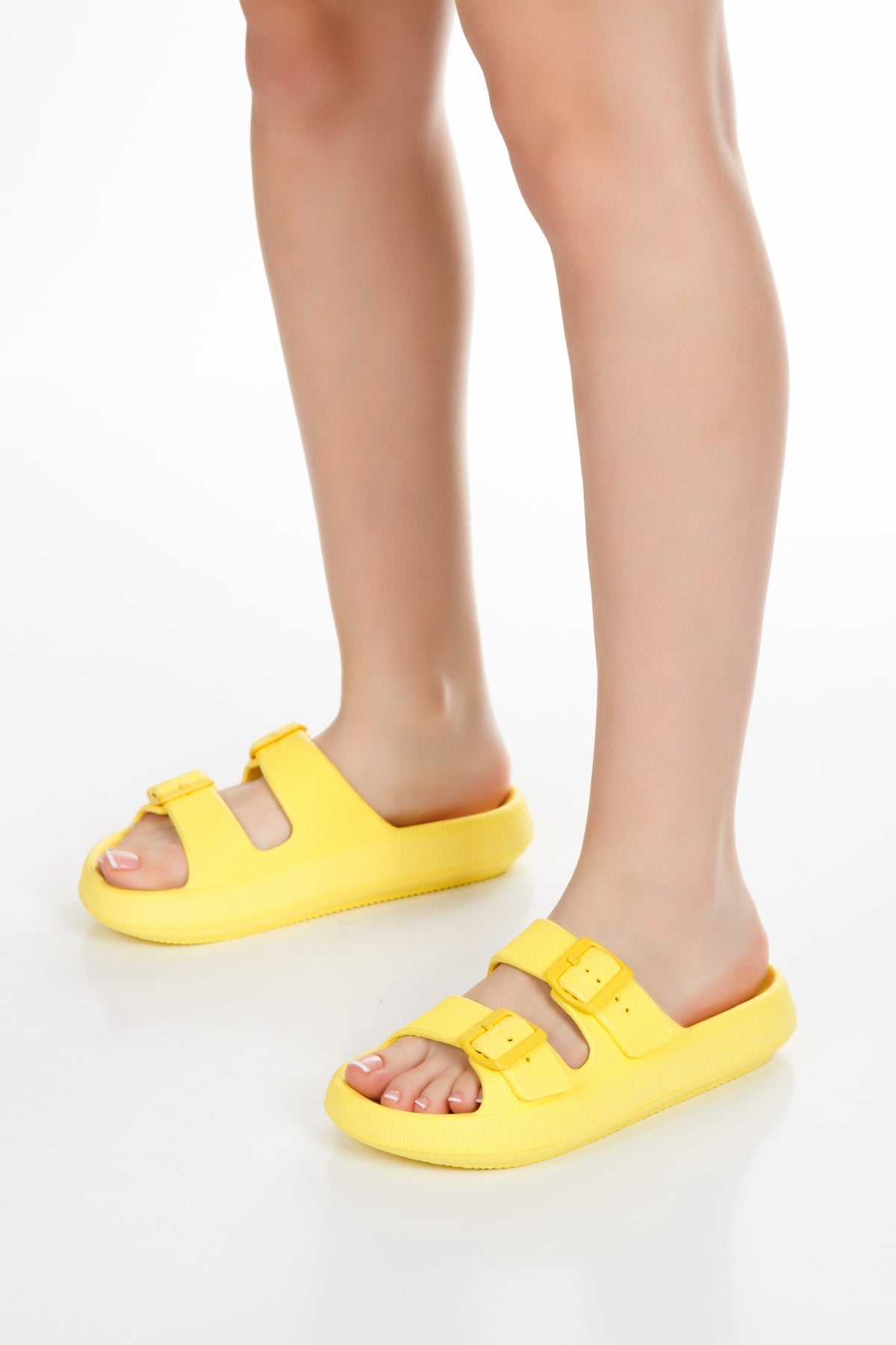 Lily açık sarı çift toka eva terlik