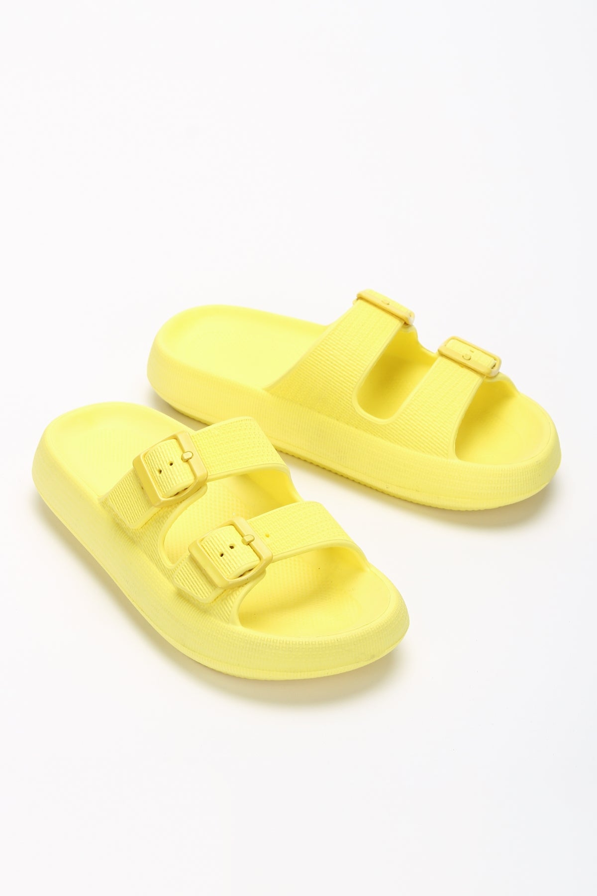 Lily açık sarı çift toka eva terlik