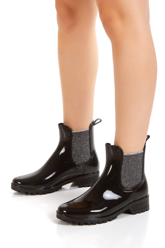 Ducie londan simli siyah yağmur botu